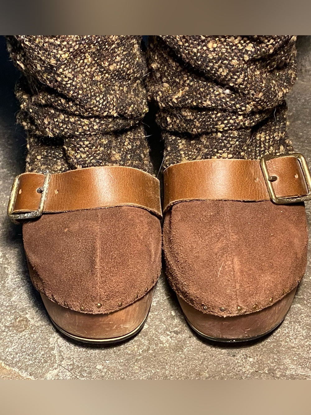 Rare HTF Irregular Choice “Longer Lashes” brown suede/tweed platform boots, US 9 - Picture 6 of 13
